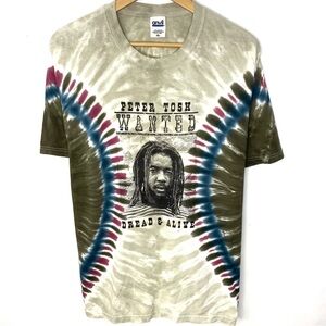 Vintage Peter Tosh Wanted Dead Or Alive Men’s Tie Dye Graphic T Shirt Size XL